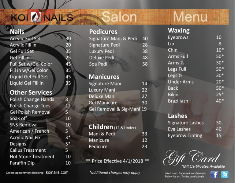 Koi Nails Salon Menu Price List • Koi Nails - Nail Salon Ellicott City ...